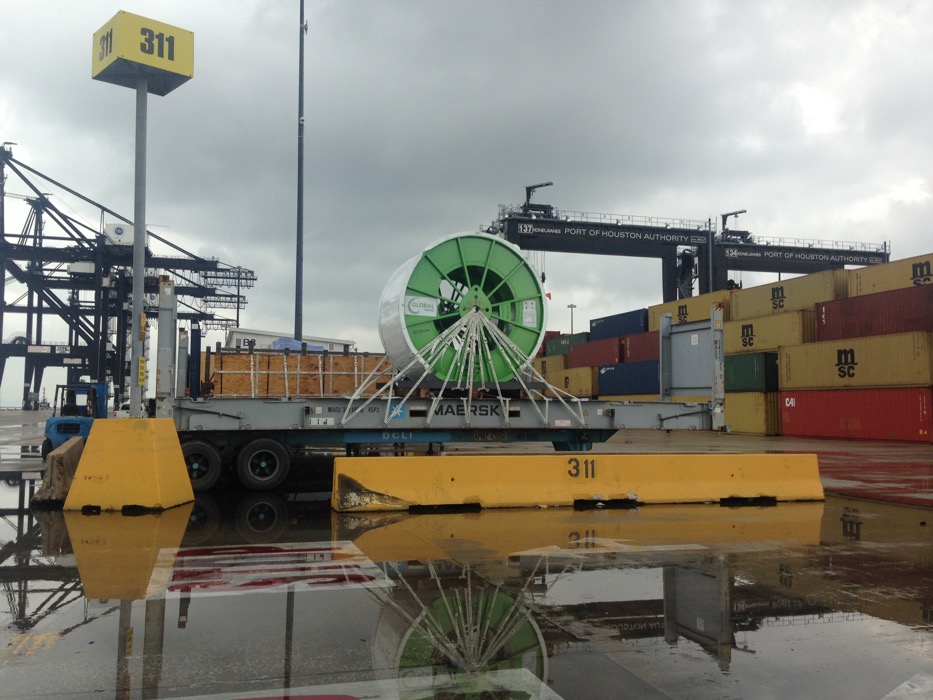 AEL moves cable reel on flatrack USA to Karachi