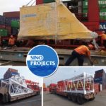 Sinoprojects transported 13 sets of deck cranes to Longkou