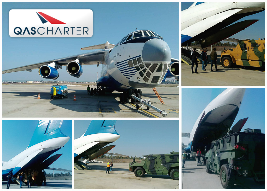 QAS Charter an freight shipment of military vehicles to Baku and back