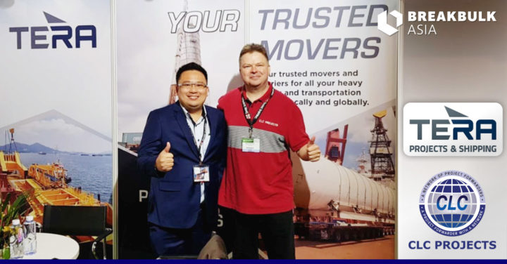 Dennis Tan of Tera Projects & Shipping meeting with Bo at their Breakbulk Asia booth