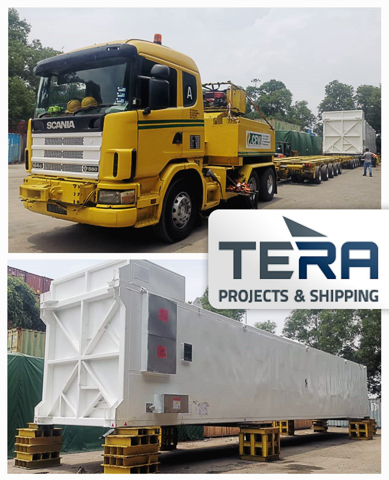 Tera Projects Transported a Linde Cold Box to Muar (near Johor) via Port Klang on Own Multi-axles