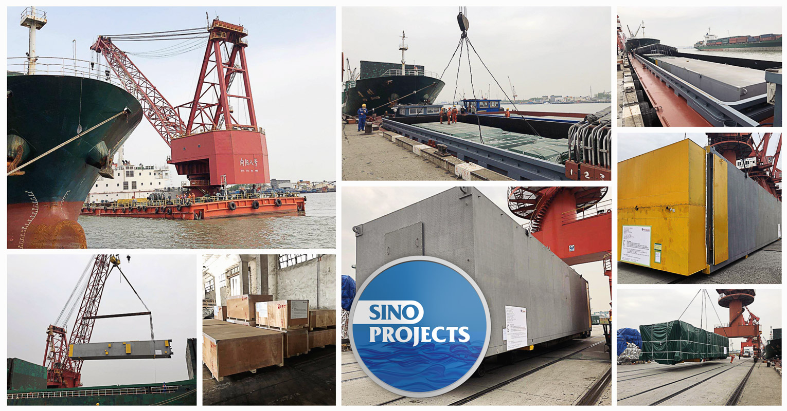 SinoProjects Used Floating Crane Xiangyang Number 8 at Shanghai Port for Loading Cold Boxes to Korea