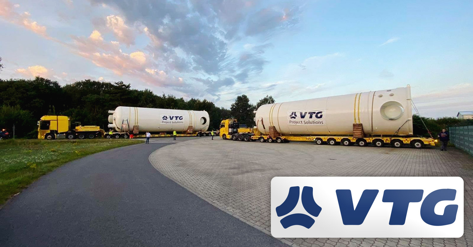 VTG Project Logistics Moved 2 x 70 mt Absorber Vessels (dia 550cm) from Germany to Lipezk, Russia