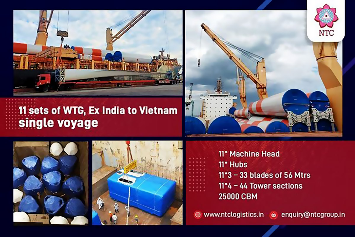 NTC Logistics Delivered 11 Sets of WTG from India to Vietnam