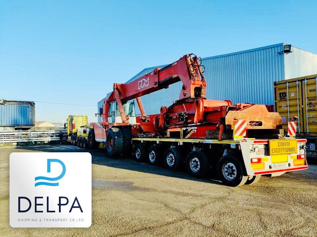Delpa Shipping Delivered a 63mt : 4.65m High Reach Stacker Door to Door from France to Greece