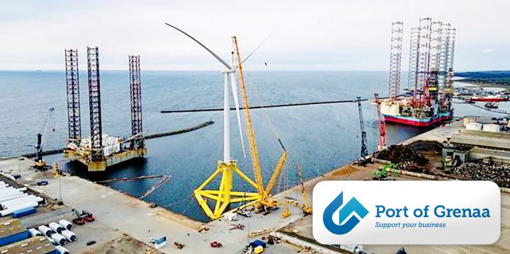 Impressive floating wind power flagship ready for sail-out from Port of Grenaa, Denmark