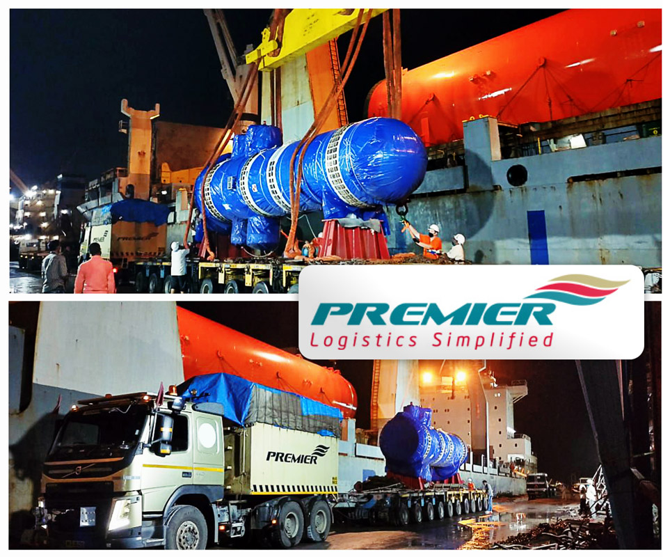 Premier Global Logistics Loaded a 105MT Reactor Feed Gas Exchanger for Malaysia on Door to Door Basis