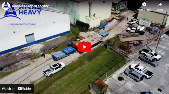 Video – Atlas Heavy Moved a 120 Ton Ships Rudder with the Help of Big-T for the Lifting