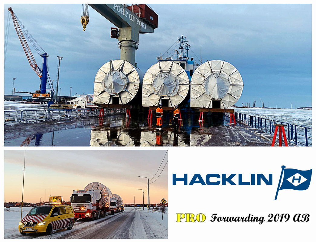 Hacklin Logistics Handling Cyclones to Mäntyluoto Port for Loading Onboard ms Aura