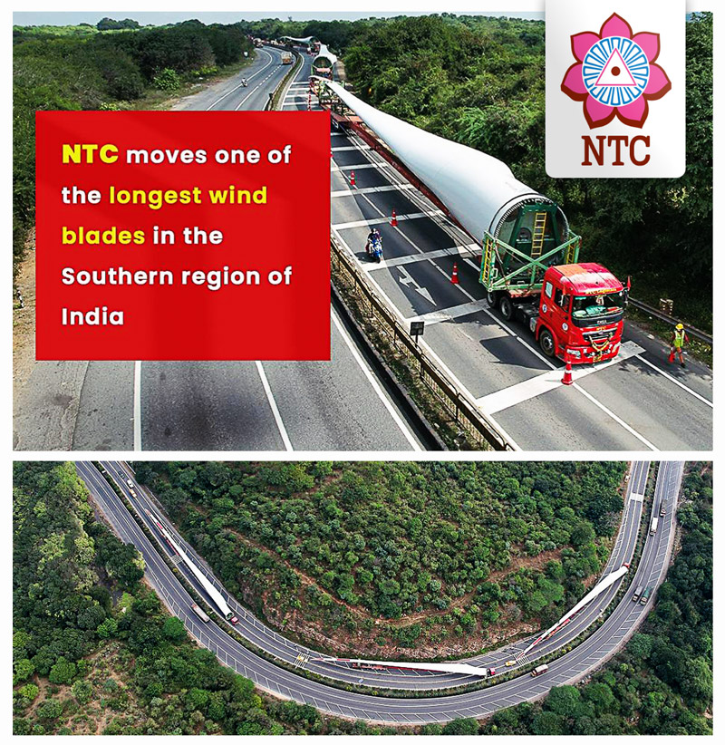 NTC Logistics has Once Again Handled the Longest of Wind Blades (81.5m long) in the Southern Region of India