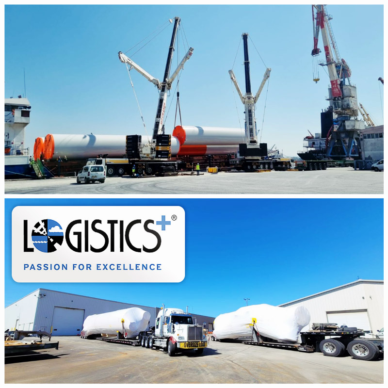 Logistics Plus USA Loading Industrial Towers to Taiwan and Discharging a Full Charter of Windmill Towers in Israel