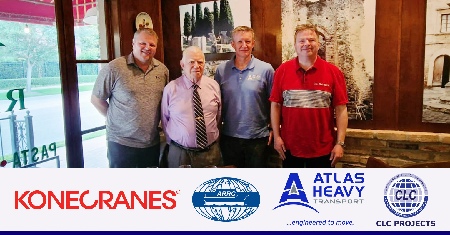 CLC Projects Chairman meeting with Rick Shannon of ARRC Line, Jussi Suhonen of Konecranes and Anders Pedersen of ATLAS Heavy Transport in Houston