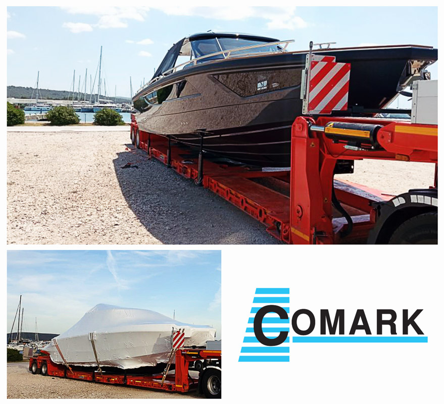 Comark Organized the Loading, Protection and Transport of this Slick Boat