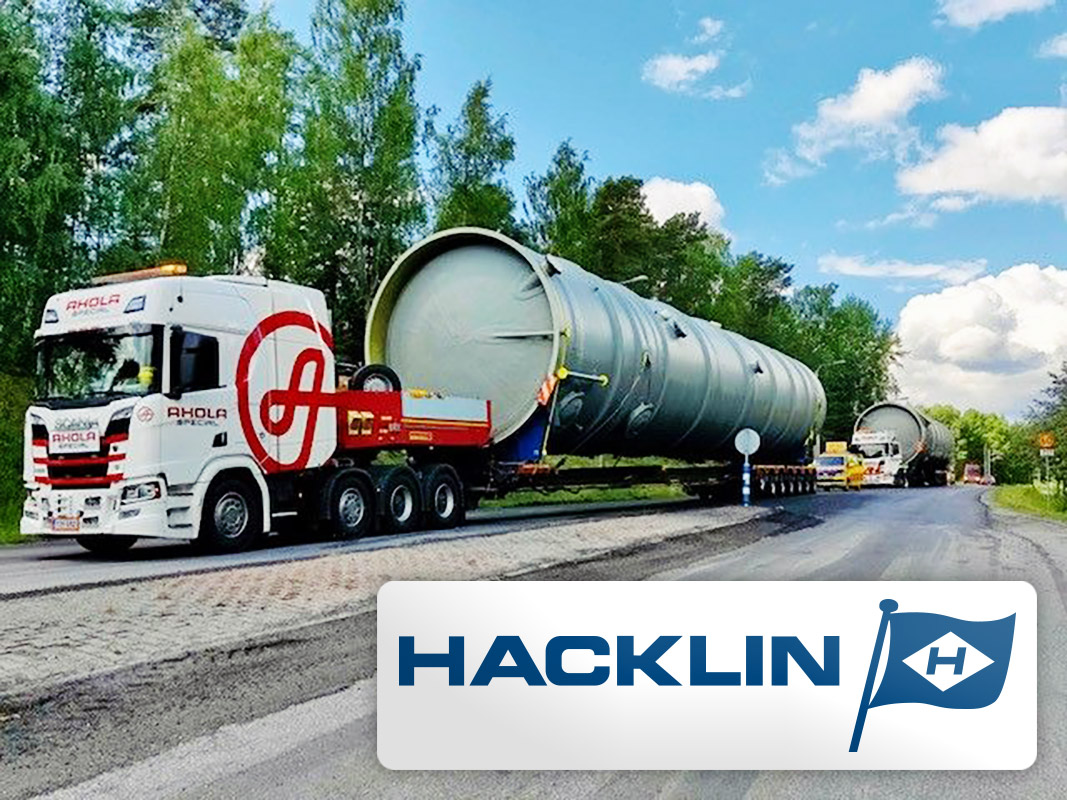 Hacklin Logistics Handling the Transport & Shipping of 2 Scrubbers from Pietarsaari to Rauma for Loading on a Chartered Vessel Heading West