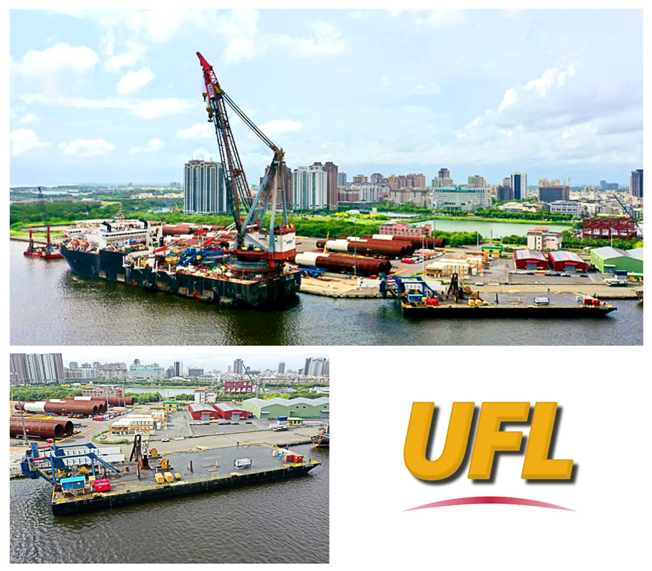 UFL is Shipping Agent for the Newly Arrived Upedning Barge as Part of the Yunlin Offshore Wind Farm