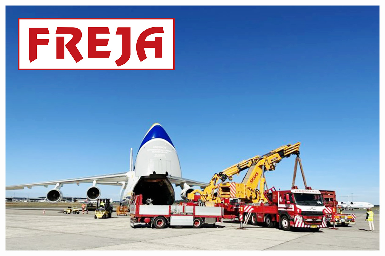 During the Summer FREJA Handled an Import & Export of 82ton, 15m Long Cargo at Billund Airport from a Chartered AN124
