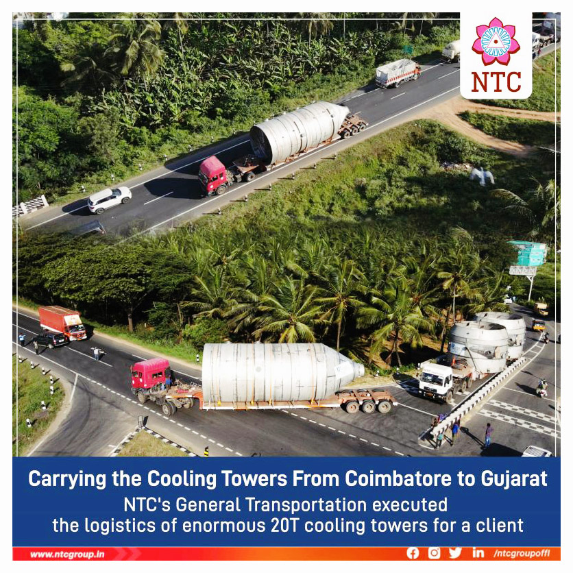NTC Logistics Successfully Handled the Logistics for Cooling Towers from Coimbatore to Gujarat