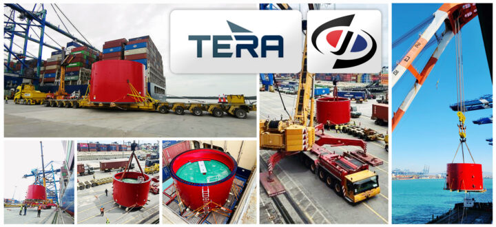 Tera Projects Transported & Loaded an O&G Crane Pedestal by Own Trailer with Shin-Jo Logitech Receiving the Cargo on Arrival in Busan