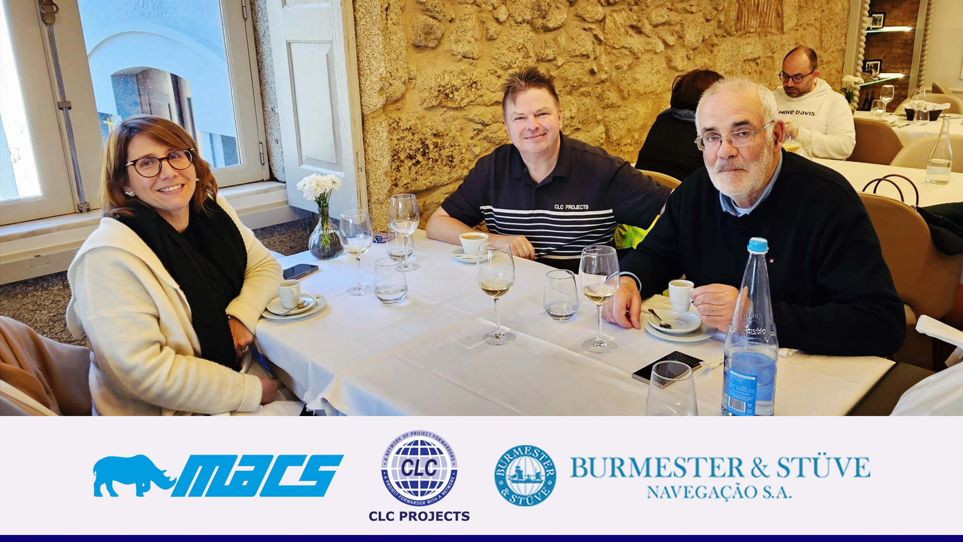 CLC Projects Chairman having a lunch meeting with Ms. Ana Duarte of MACS and Mr. Jorge Neves of Burmester & Stüve before boarding mv Bright Sky bound for Durban, South Africa