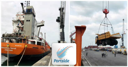 Portside Ghana Loading Intra-Africa Mining Equipment for Breadbox Shipping Lines ex Tema