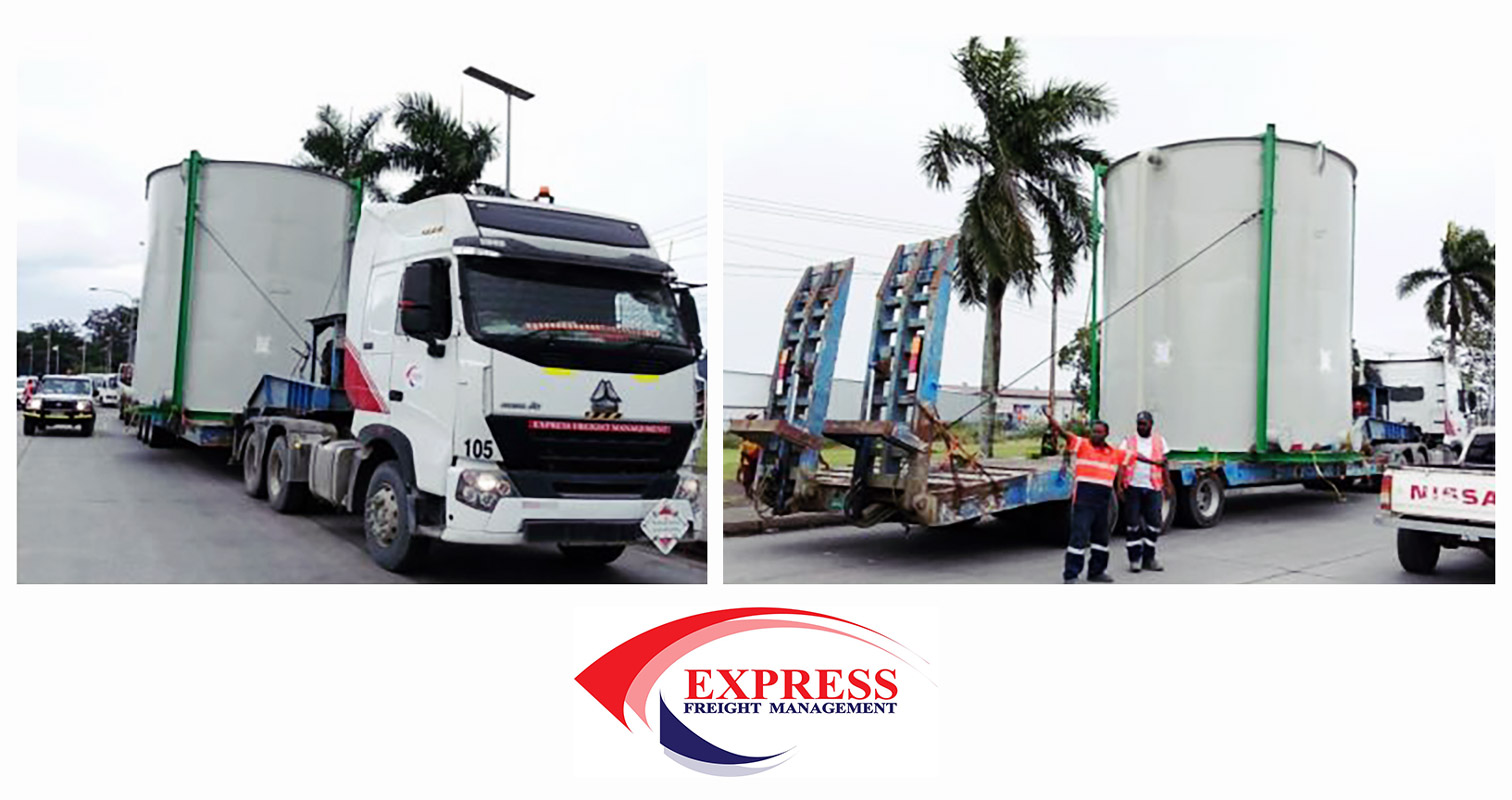 Express Freight Management's Lae Transport Team Delivered a Tank for Transshipment to the Local Port