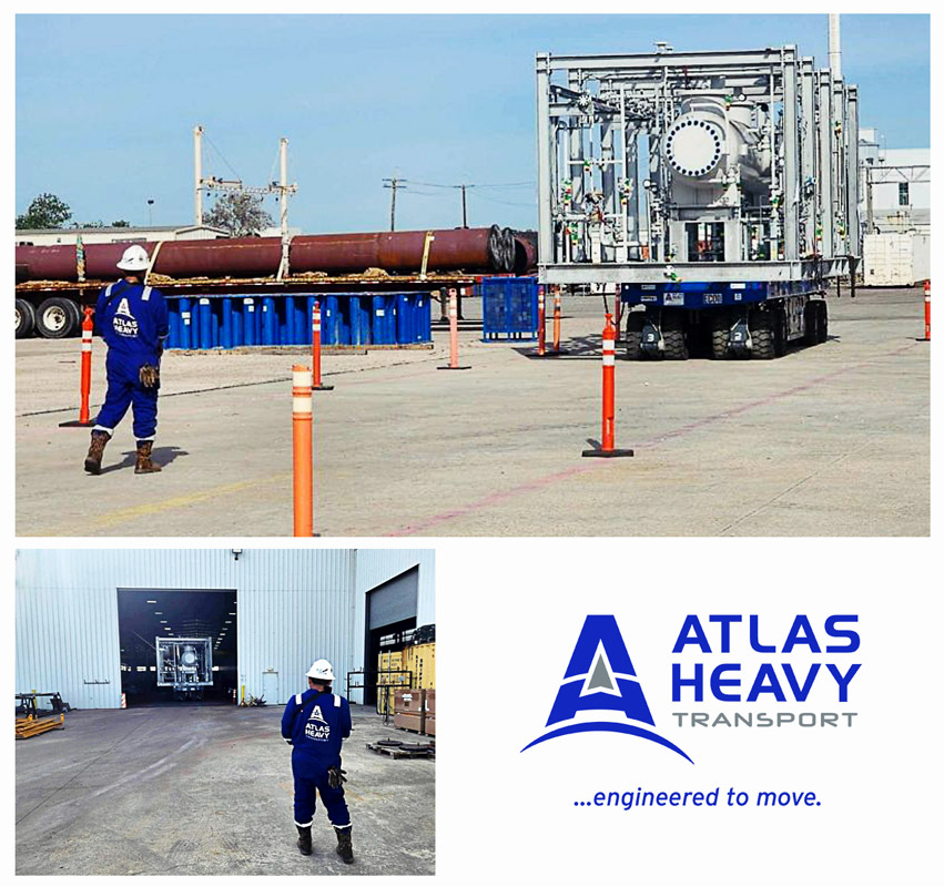 Atlas Heavy Moving Modules Out of a Fabrication Shop to a Staging Area on their Cometto PST