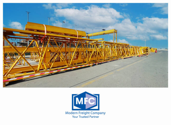 Modern Freight Company (MFC) UAE Moved 15 Dismantled Tower Cranes for a Construction Project in the Middle East