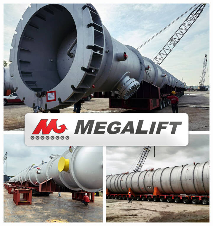 Megalift Transported Pressure Vessels via Barge with Max-length of 97M and Weight of 367mt