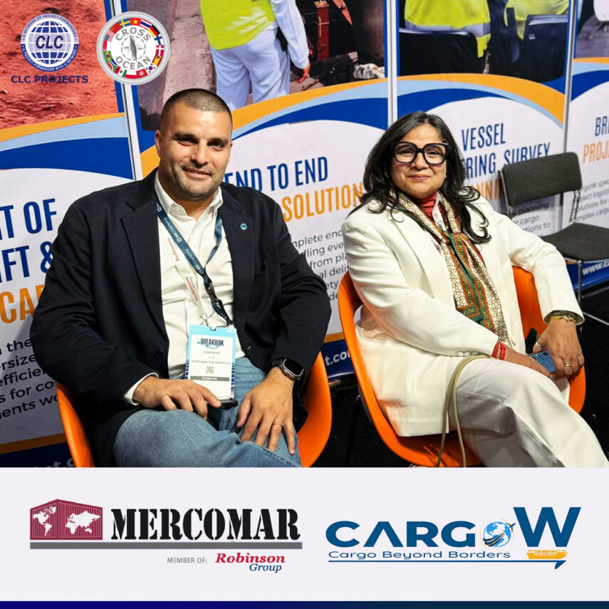 Daniel Robinson of Mercomar with Rekha Tenja of CargoW at Breakbulk Europe in Rotterdam